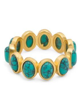 SHAANTI JEWELS Made In India 18kt Gold Plated Turquoise Band Ring